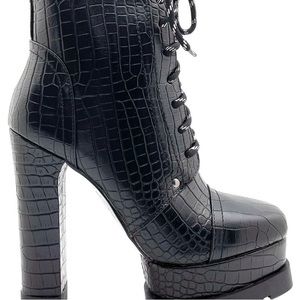 Azalea Wang Black Platform Boss Babe Heeled Boots